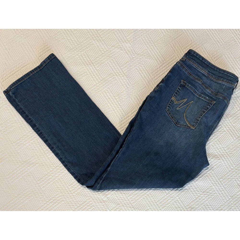 Maurice's Women's Dark Wash Jeans Straight Leg 15/16 Regular Y2K Embroidered